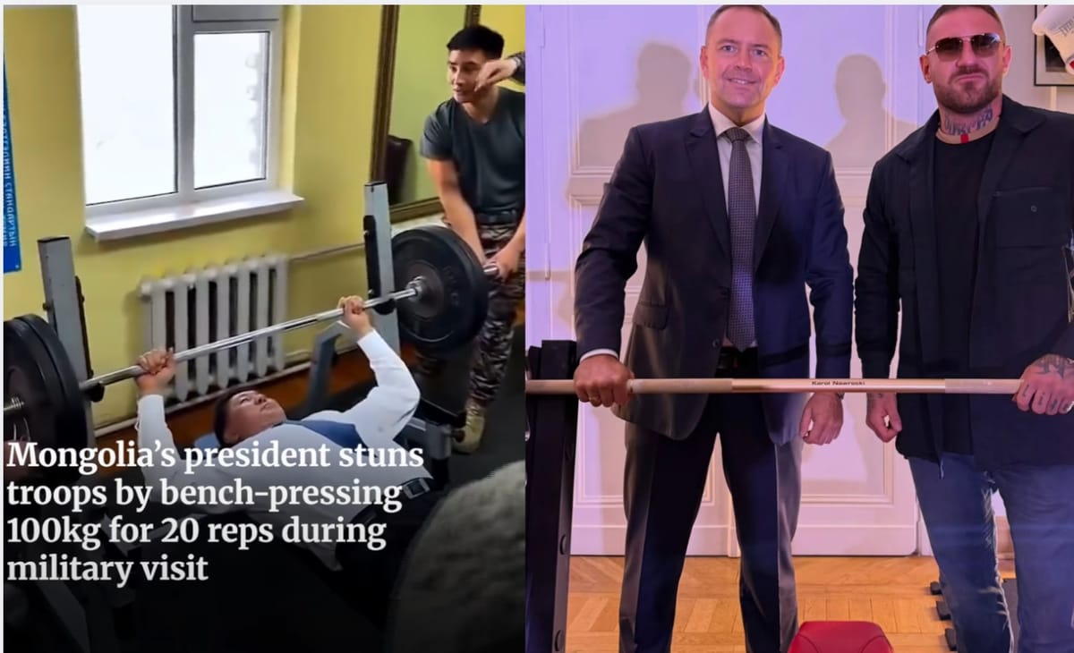 Prezydent Mongolii wyciska 100 kg na klatkę 20 razy. Czy prezydent Nawrocki by go pokonał? Zdjęcie główne wpisu