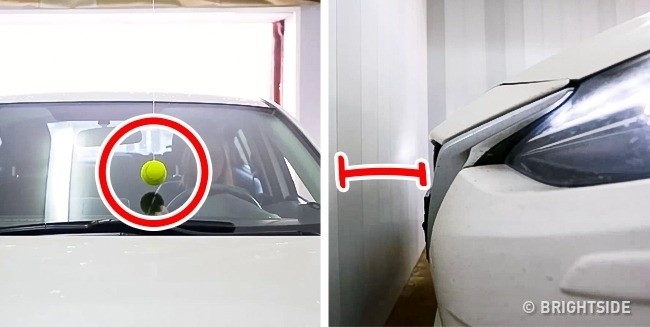 Zawieś piłeczkę tenisową w garażu aby ułatwić parkowanie.