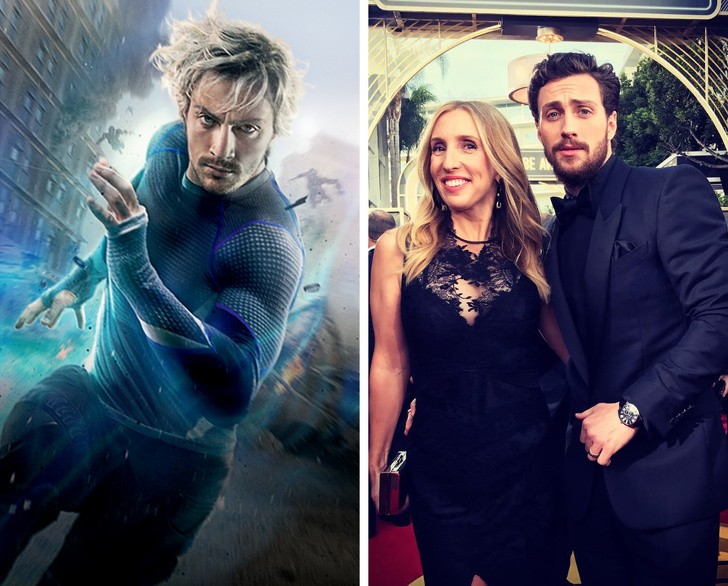 Aaron Taylor-Johnson (Quicksilver) and his wife, Sam Taylor-Wood