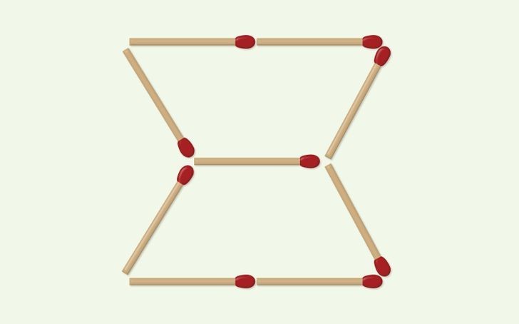 12. Przesuń dwie zapałki tak, by uformowały się trzy trójkąty.