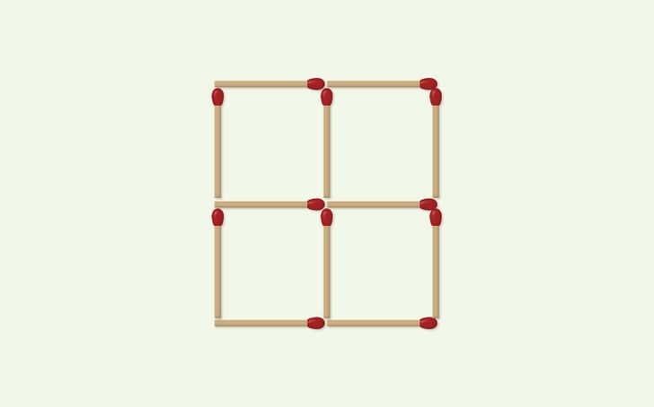 6. Przesuń trzy zapałki i uformuj trzy kwadraty.