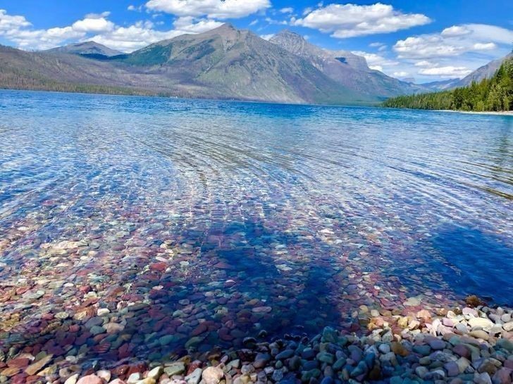 Krystalicznie czysta woda w jeziorze w Montanie
