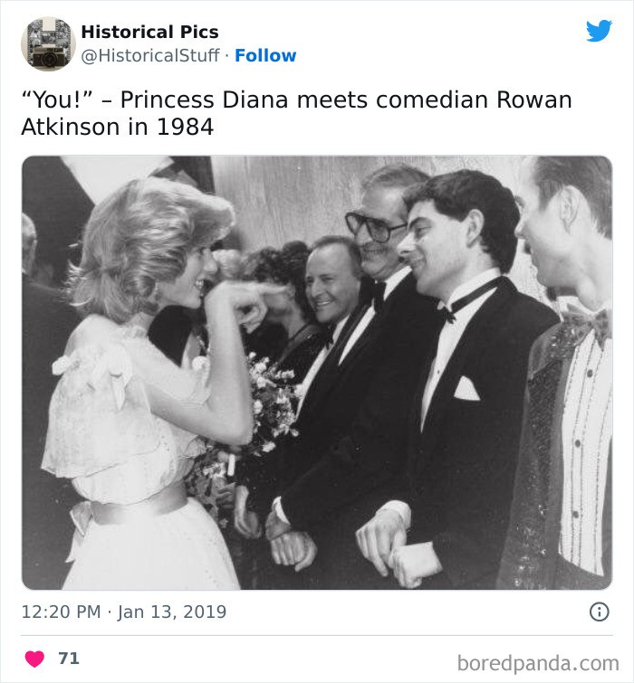 "To ty!" - księżna Diana w momencie spotkania Rowana Atkinsona w 1984 roku