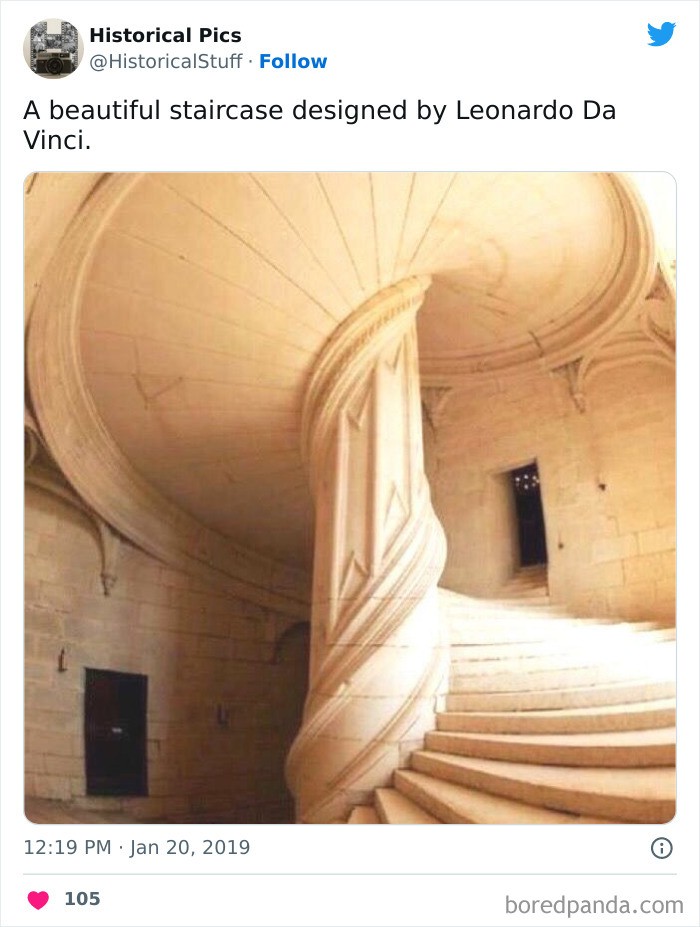 Piękne schody zaprojektowane przez Leonarda Da Vinci
