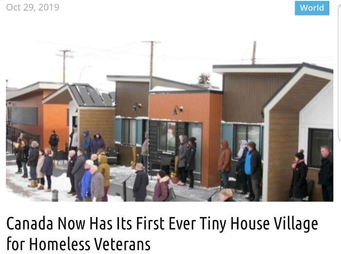 6. "Kanada wybudowała pierwszą wioskę z malutkimi mieszkaniami dla bezdomnych weteranów."
