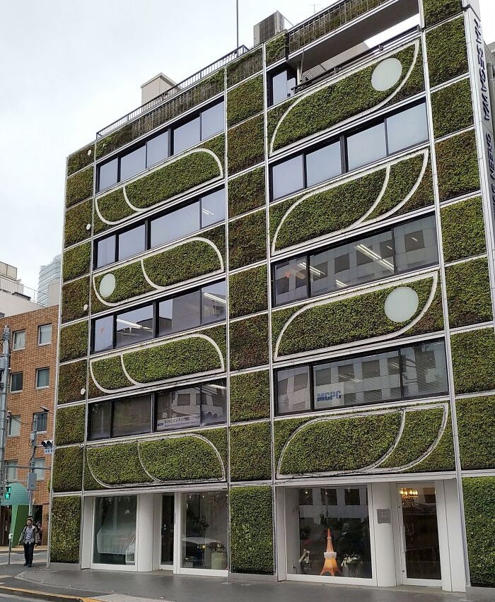 Budynek w Tokio ze ścianami pokrytymi roślinnością