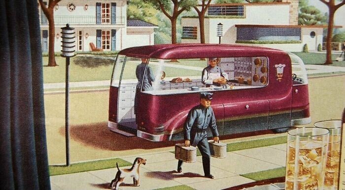Wizja dostarczania jedzenia z lat 40.