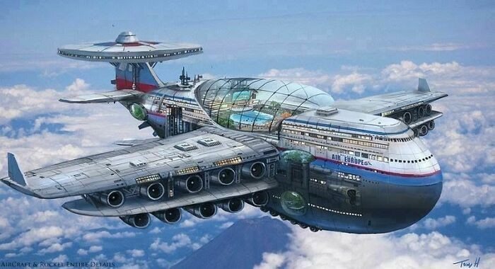 Futurystyczny koncept samolotu pasażerskiego, 1970