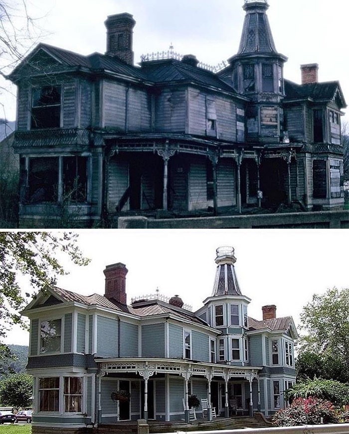 Opuszczony wiktoriański dom, który został poddany gruntownej renowacji, Ohio, Stany Zjednoczone