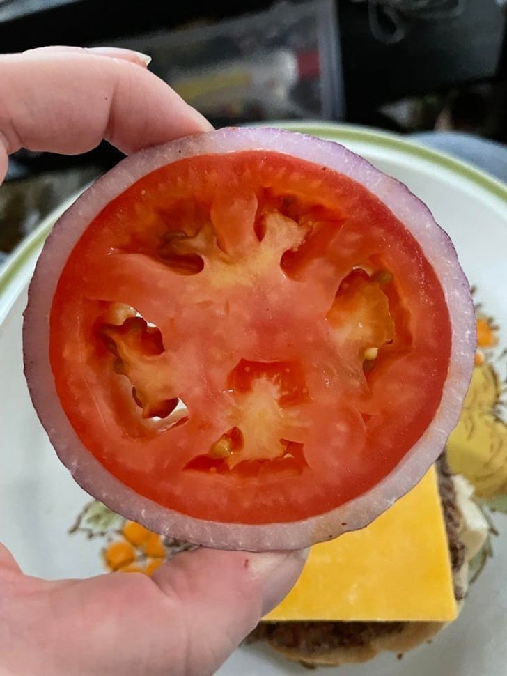 "Mój plasterek pomidora idealnie dopasował się do krążka cebuli."