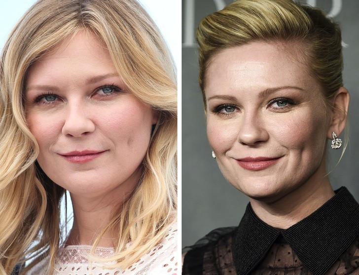 Kirsten Dunst uśmiecha się jednym kącikiem ust.