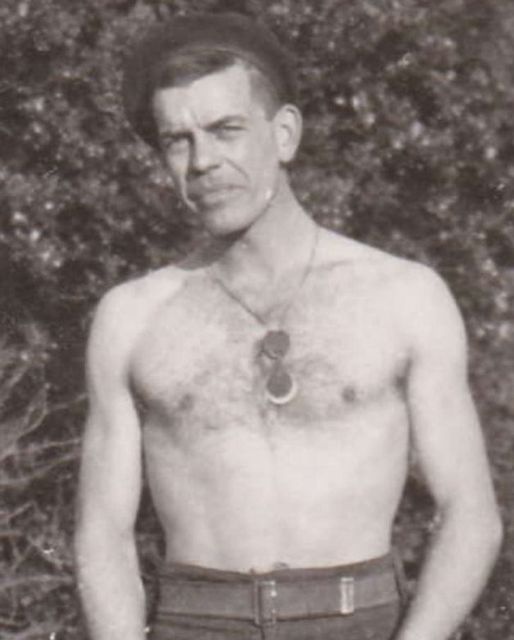 „Mój dziadek, kanadyjski żołnierz, w wieku 22 lat. Rok 1940”