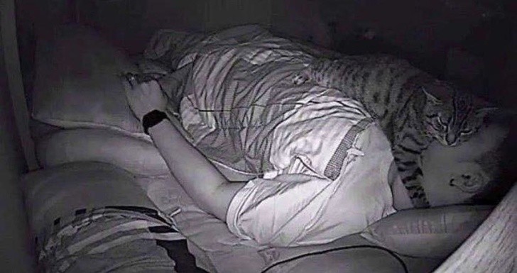 Mężczyzna miał trudności z oddychaniem podczas snu, więc zainstalował kamerkę by sprawdzić dlaczego.
