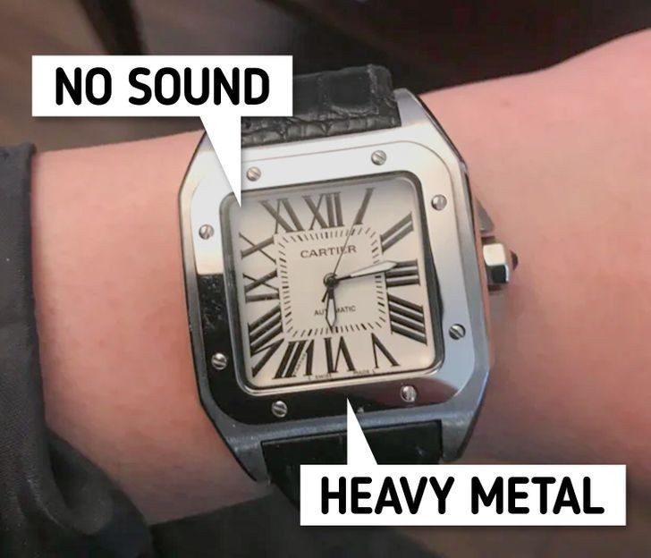 Sprawdź metal i dźwięk na drogich zegarkach.