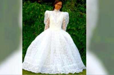 Kupiła niemodną używaną suknie ślubną na wyprzedaży! Kilka poprawek przemieniło ją w coś pięknego! 