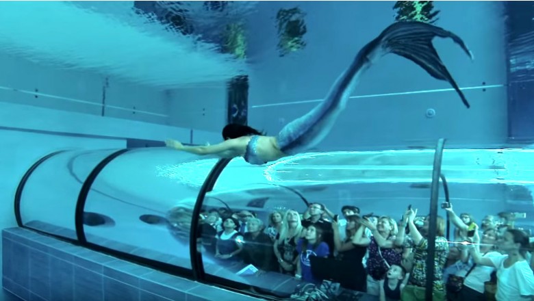 Ludzie zatrzymywali się zszokowani! Prawdziwa syrena pływająca w największym akwarium świata! 