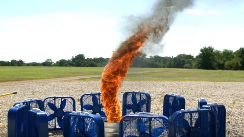Stworzyli ogniste tornado i nagrali to w zwolnionym tempie! Oszałamiający efekt wirujących płomieni!