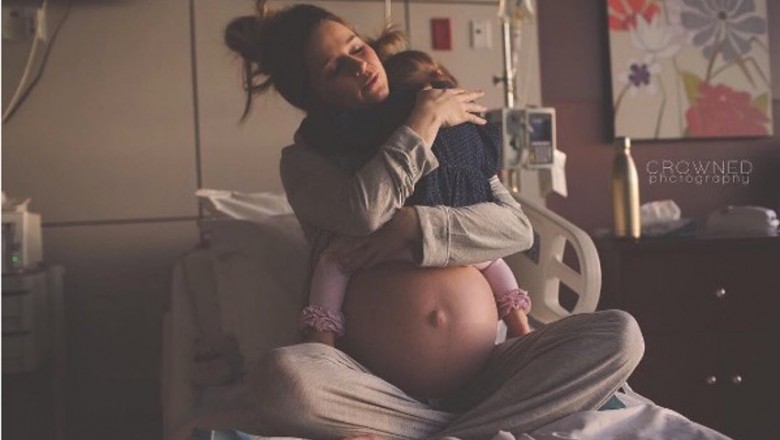 Uchwyciła na zdjęciu ciężarną i jej pierwszą córkę tuż przed porodem gdy mówi mamie "Do widzenia"