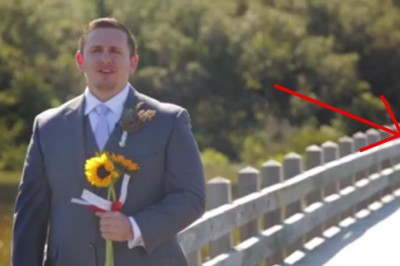 W dniu ślubu pierwszy raz zobaczy białą suknie żony! Gdy się odwraca głośno wybucha śmiechem!