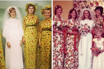 Te suknie dla druhen w stylu vintage były naprawdę krzykiem mody! Dziś nikt by tego na siebie nie ubrał! 