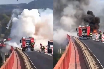 Butla z gazem wybuchła podczas gaszenia samochodu przez strażaków w Kłodzku