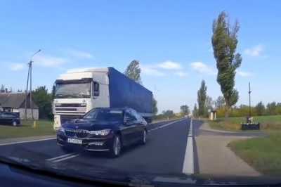Szaleńcza jazda BORu. Nie przeszkadzał im nawet zakręt i wyprzedzanie TIRa na trzeciego
