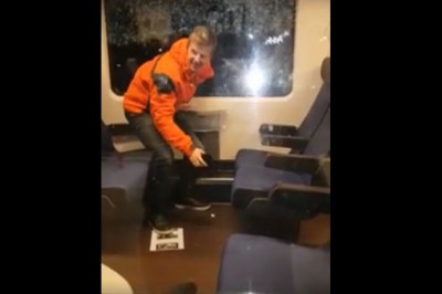 Zostawili śpiącego ziomka w pociągu. Wszystko nakręcili telefonem