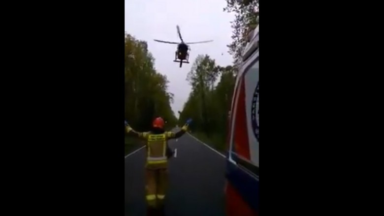 Nagranie z mistrzowskiego lądowania helikopterem na drodze - Świerklaniec