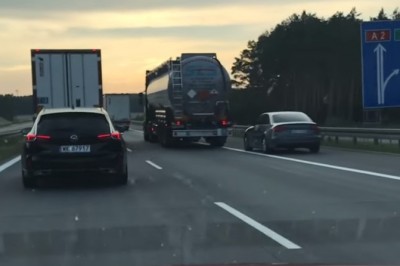 Długie wyprzedzanie TIRem kontra wkurzony kierowca Audi