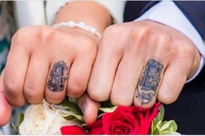 Te pary zamiast obrączek wybrały tatuaże na palcu. Ich pomysły wyglądają niezwykle i są na zawsze