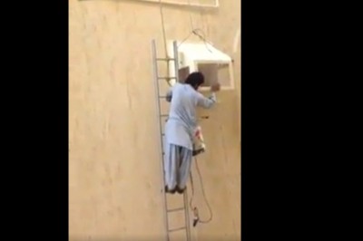 Hardcorowy zawodnik i jego naprawa klimy. BHP dla niego nie istnieje