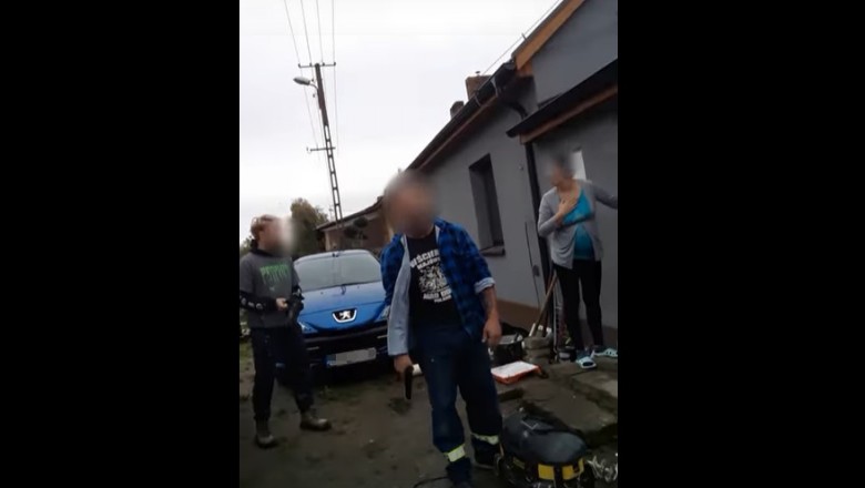 Konkretna jazda klienta i budowlańca. Walił do niego z wiatrówki