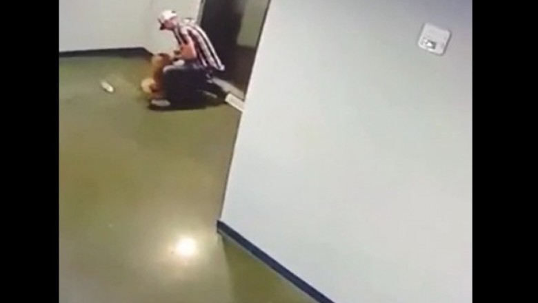 Ratowanie psa przed wciągnięciem przez windę. Nagranie z monitoringu
