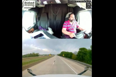 Tak się kończy zaśnięcie za kierownicą TIRa. Sam nagrał swoją akcję