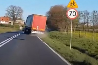 Nieźle nim miotało. Kierowca tira nagrany podczas swojej jazdy