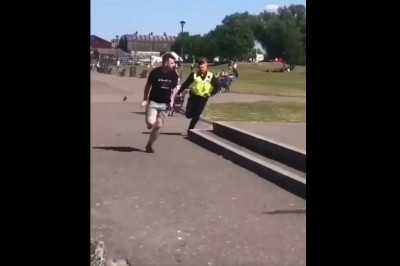 Jedna z gorszych interwencji policyjnych. Gość konkretnie poleciał 