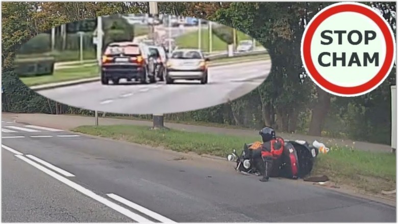 Blokada BMW po tym jak potrącił motocyklistę i uciekał