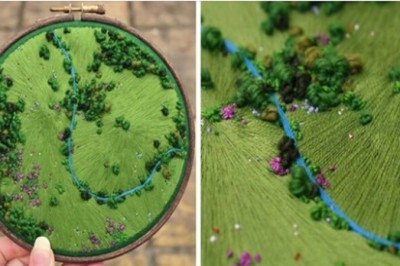 20 pięknych haftów ukazujących brytyjską naturę z lotu ptaka