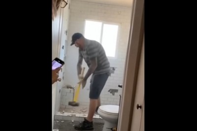 Nie dostał zapłaty, więc zniszczył łazienkę. Klientka wszystko nagrała 