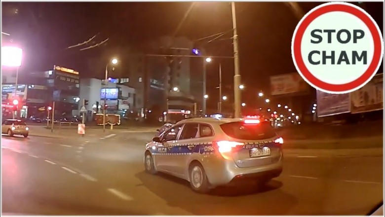 Policjant w radiowozie nie ogarnia jazdy po rondzie?