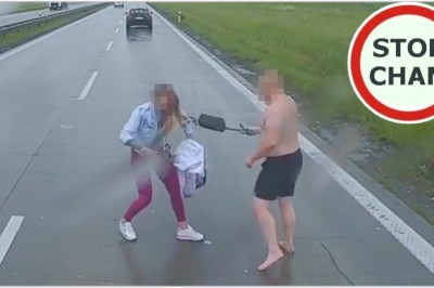 Seba i jego dziewczyna kręcili zadymę na środku autostrady A4