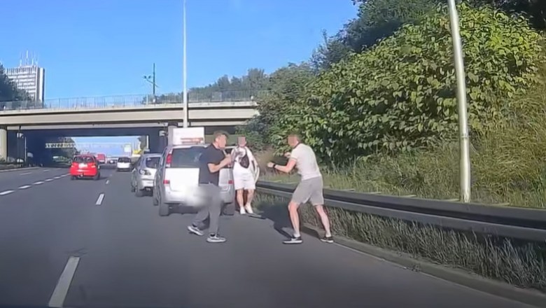 Wyskoczyli do siebie z łapami na autostradzie A4 w Katowicach