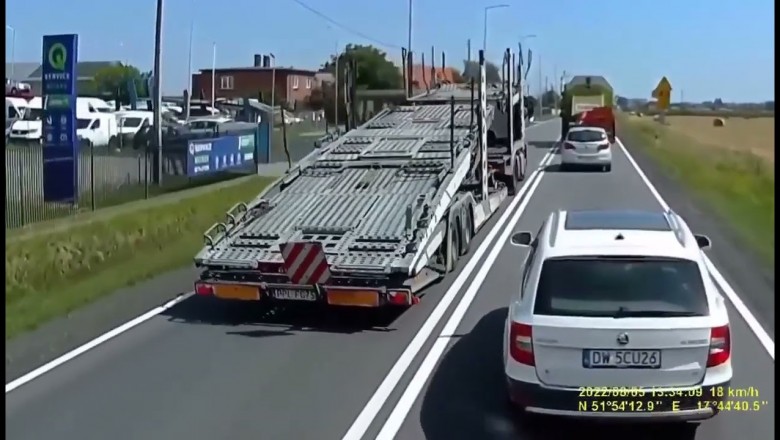 Lawetą spychał osobówki z drogi, bo jechał na czołówkę