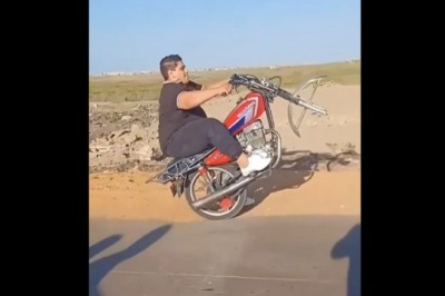 Przekonał się, że jazda motocyklem bez koła to zły pomysł