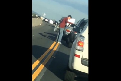 Typ w Suvie szybko pożałował tego co zrobił na drodze