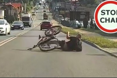 Rowerzysta który szybko pożałował swojego żenującego zachowania