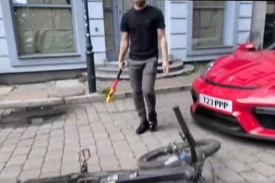 Kierowca Porsche wyskoczył do rowerzysty z pałką i szybko pożałował. Nagranie ze Szczecina