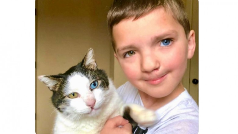 Chłopiec prześladowany za wygląd adoptował kota, który wygląda tak samo. Ich historia poruszyła świat