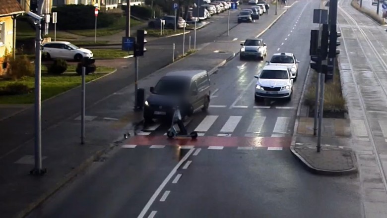 Zderzenie hulajnogi z autem. Policja skierowała sprawę do sądu i opublikowała nagranie
