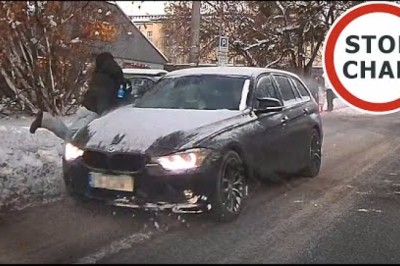 Nagranie z potrącenia dziewczyny przez BMW w Grudziądzu. Nietypowe zachowanie kierowcy i pieszej